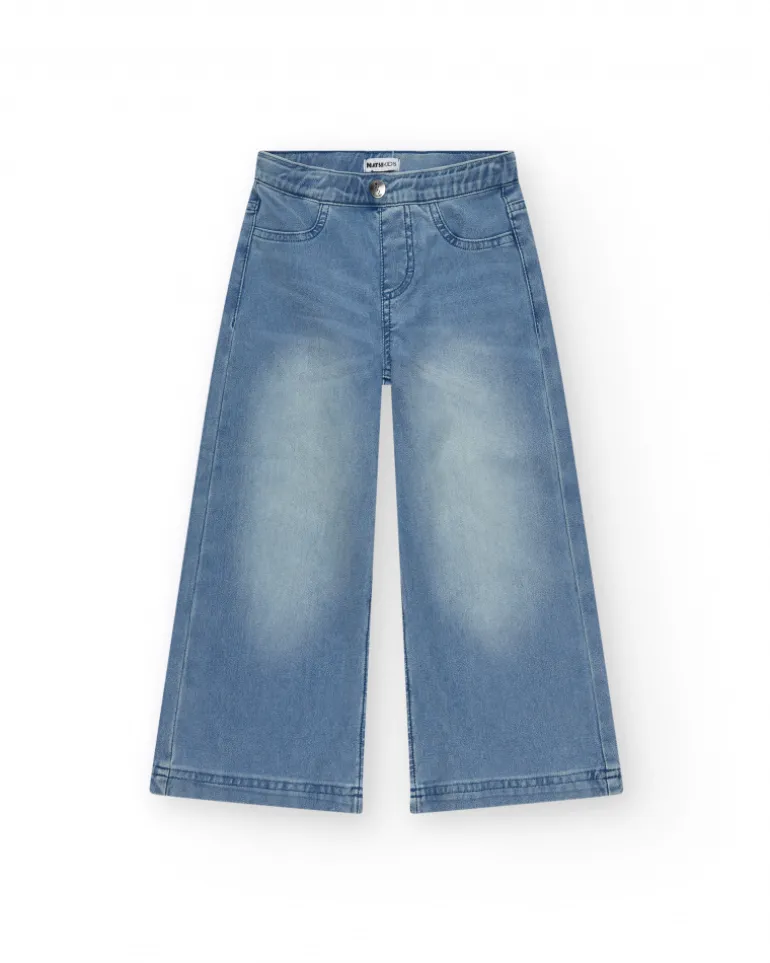 Pantalon pour fille en denim avec fermeture éclair et poches.