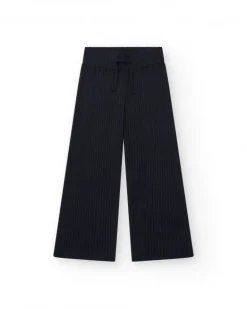 Pantalon pour fille en noir avec taille élastique et cordon de serrage.