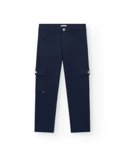 Pantalon pour garçon en noir avec taille élastique et poches latérales