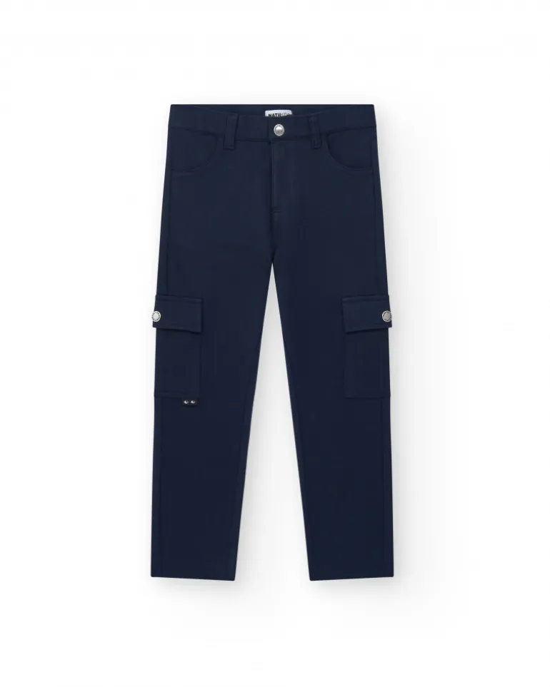 Pantalon pour garçon en noir avec taille élastique et poches latérales