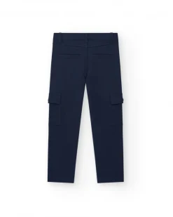 Pantalon pour garçon en noir avec taille élastique et poches latérales