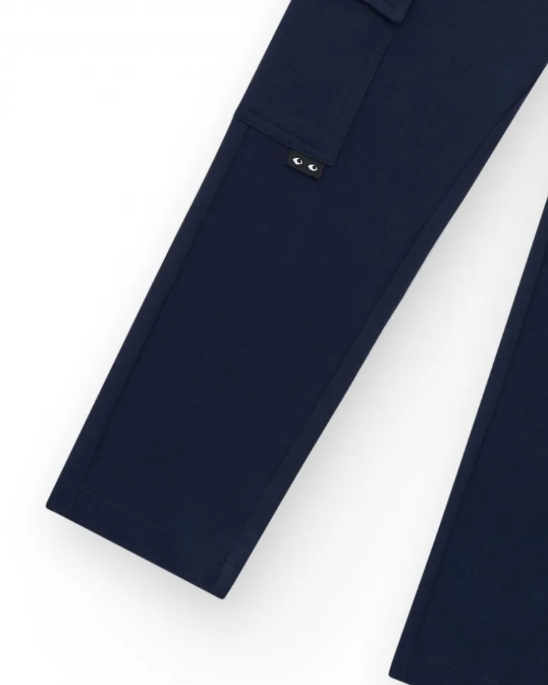 Pantalon pour garçon en noir avec taille élastique et poches latérales