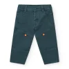 Pantalon vert pour garçon avec détails orange et taille élastique