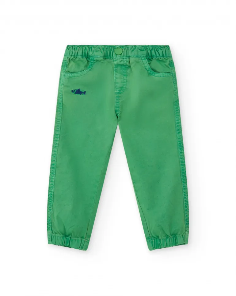 Pantalon vert pour garçon avec taille élastique