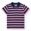 Polo pour garçon en rouge avec col boutonné et broderie