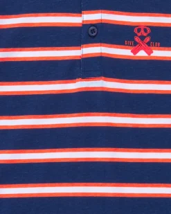 Polo pour garçon en rouge avec col boutonné et broderie