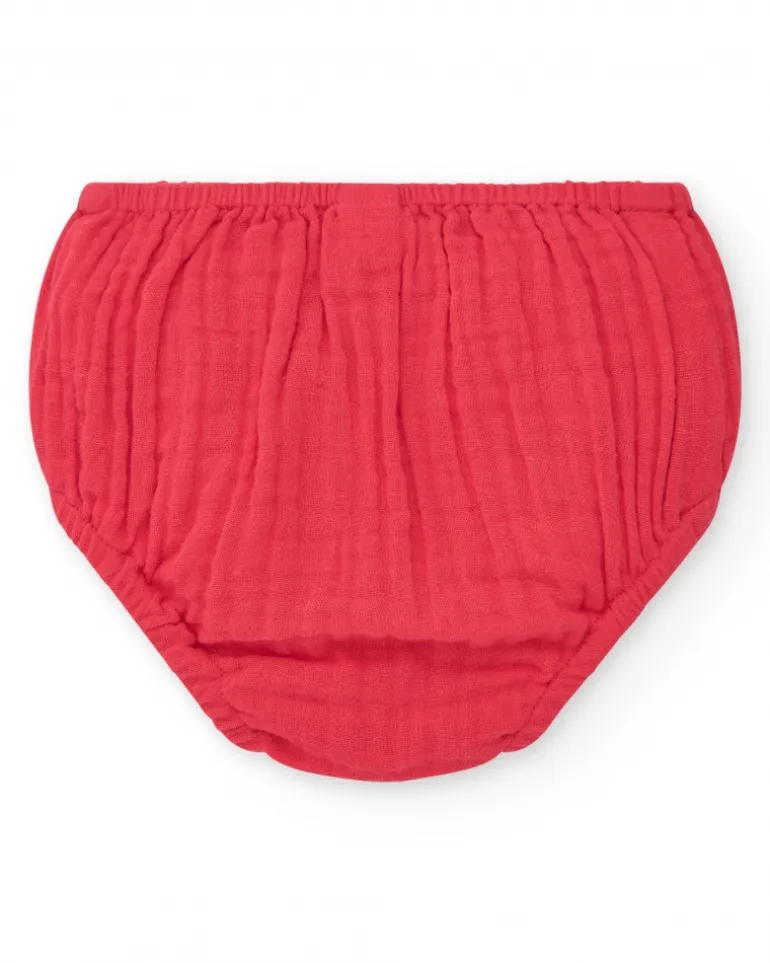 Robe blanche à carreaux rouges avec culotte rouge assortie