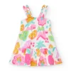 Robe blanche pour fille avec imprimé floral et bretelles froncées