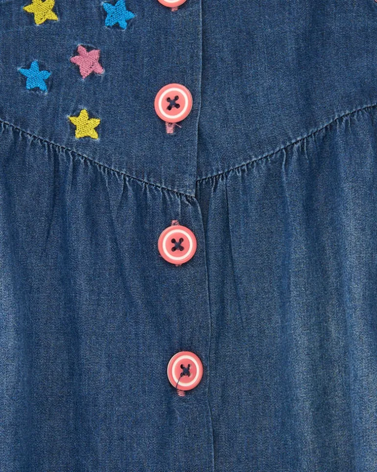 Robe en denim bleu pour fille avec broderie d’
