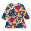 Robe en maille pour fille multicolore avec imprimé floral et taille élastique