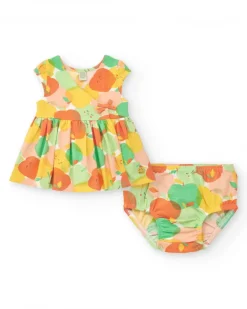Robe en tricot pour fille avec pommes et nœud décoratif