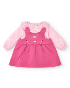 Robe fille rose à bretelles en lapin collection Glitter Tales