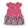 Robe fuchsia pour fille avec fleur et jupe en tulle