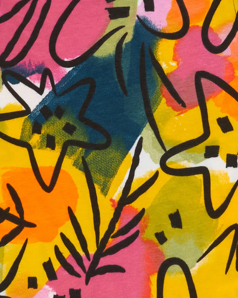 Robe multicolore pour fille avec découpes aux épaules