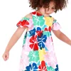 Robe pour fille avec imprimé floral et épaules découvertes