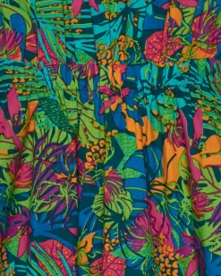 Robe pour fille avec imprimé tropical multicolore et bretelles croisées.