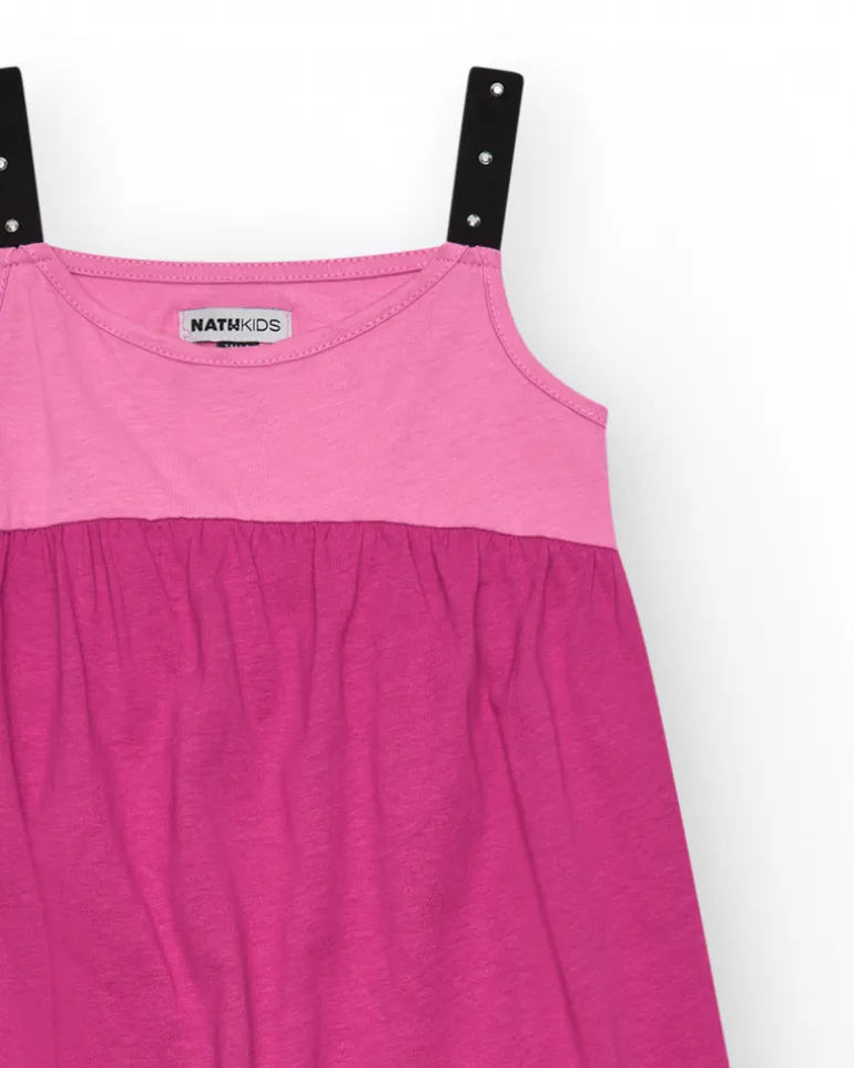 Robe pour fille en rose sans manches avec clous.