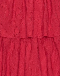 Robe pour fille en rouge avec volants et épaules dénudées