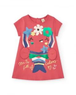 Robe rose pour fille avec crabe et détails marins