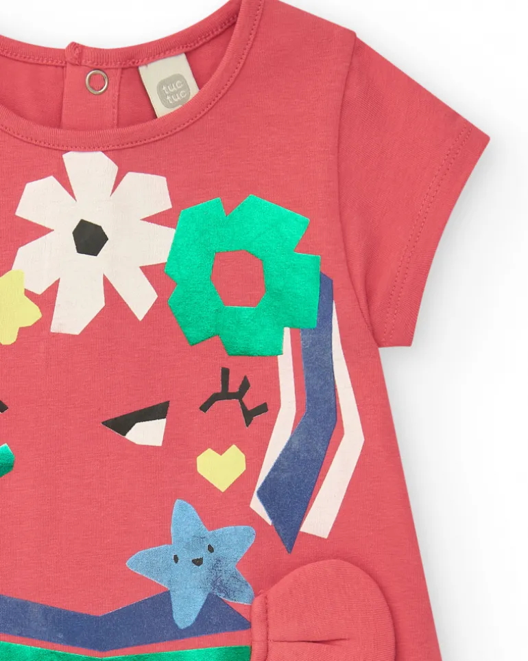 Robe rose pour fille avec crabe et détails marins