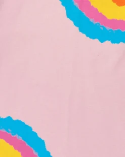 Robe rose pour fille avec arc-en-ciel et boutons au col