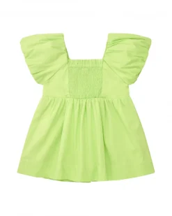 Robe verte pour fille avec fleurs et volants