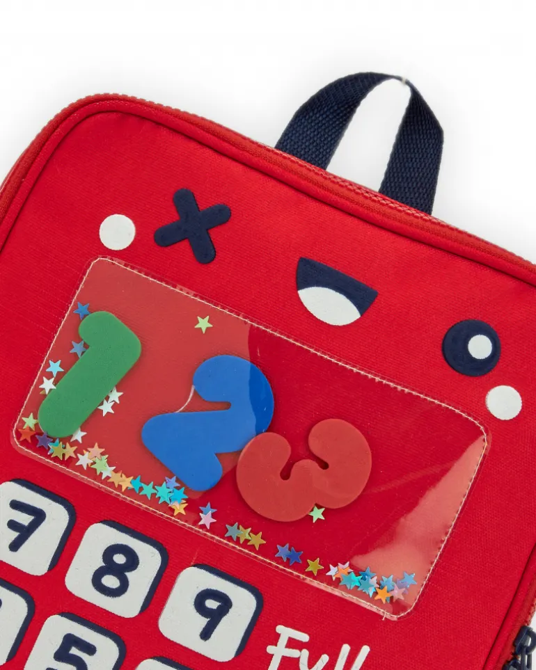 Sac à dos enfant rouge avec calculatrice design collection Big Brains