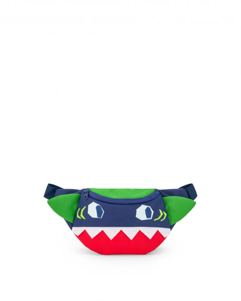 Sac banane bleu marine pour garçon avec détails verts et rouges
