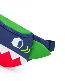 Sac banane bleu marine pour garçon avec détails verts et rouges