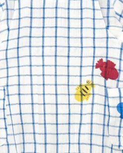 Salopette et t-shirt en tricot pour garçon avec imprimé de carreaux bleus