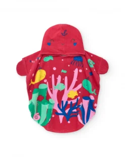 Serviette-poncho pour fille avec imprimé marin et capuche brodée