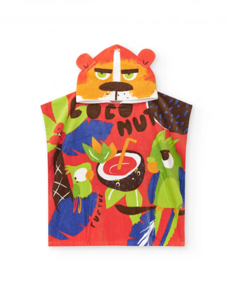 Serviette-poncho pour garçon avec capuche d'animal