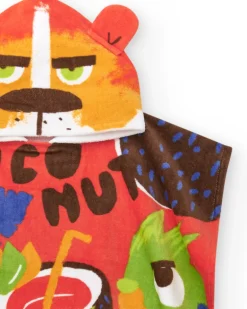 Serviette-poncho pour garçon avec capuche d'animal