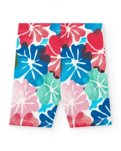 Short cycliste rouge pour fille avec imprimé floral