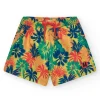Short de bain multicolore pour garçon avec imprimé tropical et taille élastique.