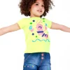 Short en denim pour fille avec taille élastique et broderie d’