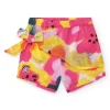 Short fuchsia pour fille avec fleurs et nœud latéral