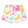 Short multicolore pour fille avec fruits tropicaux et taille ajustable