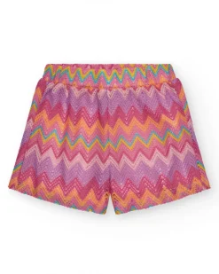 Short multicolore pour fille avec imprimé et taille élastique.