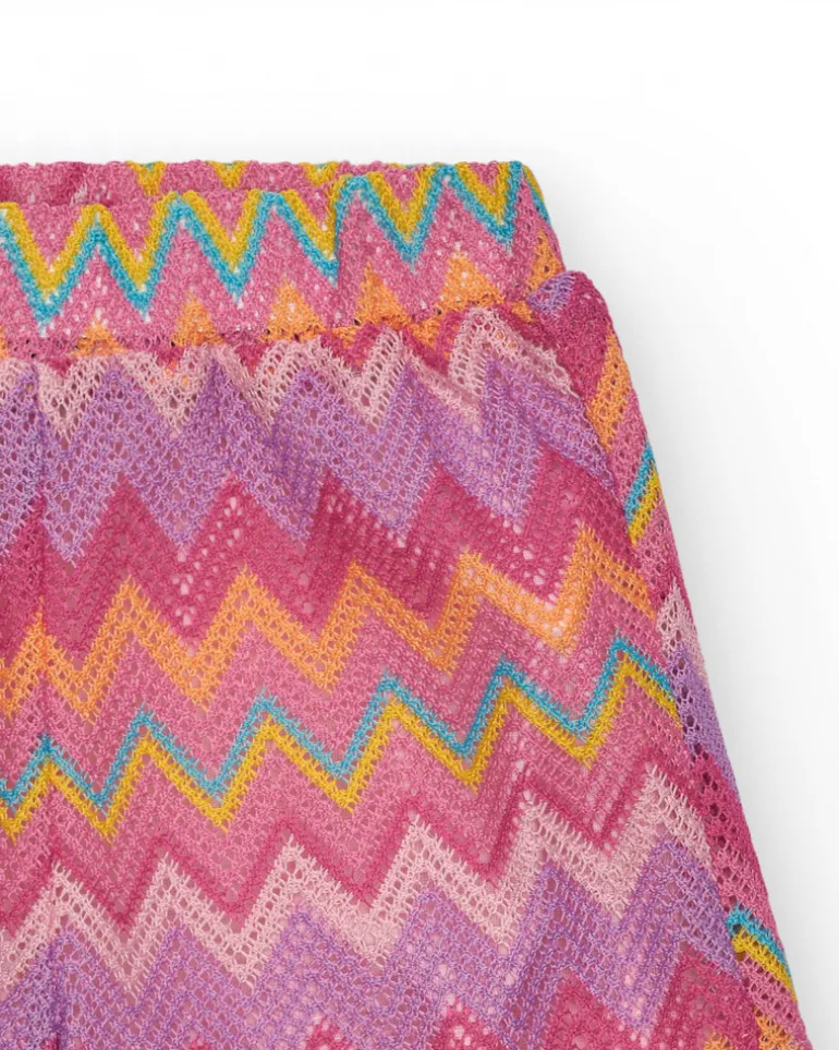 Short multicolore pour fille avec imprimé et taille élastique.