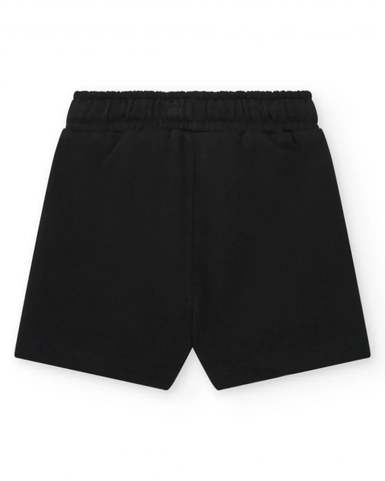 Short noir en polaire pour garçon avec taille ajustable