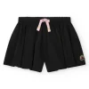 Short noir pour fille avec nœud rose et broderie arc-en-ciel