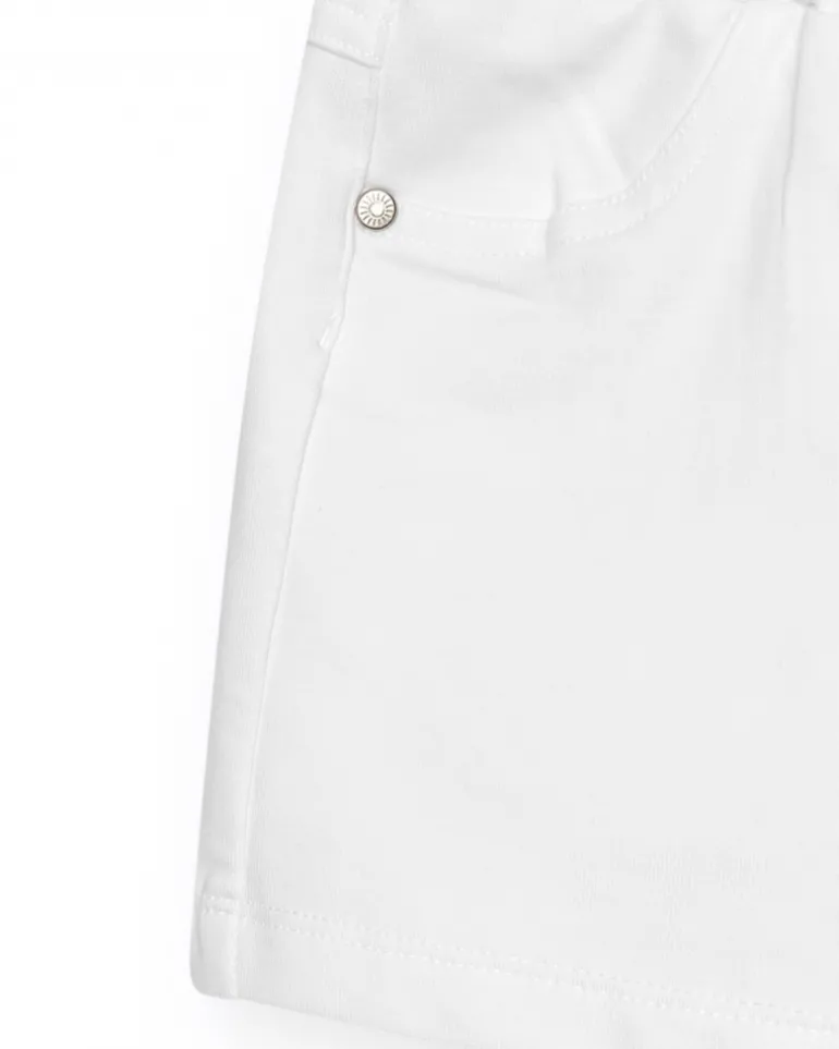 Short pour fille en blanc avec taille élastique et poches