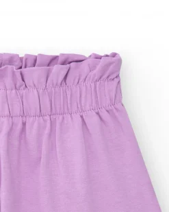 Short pour fille en lilas avec taille élastique.