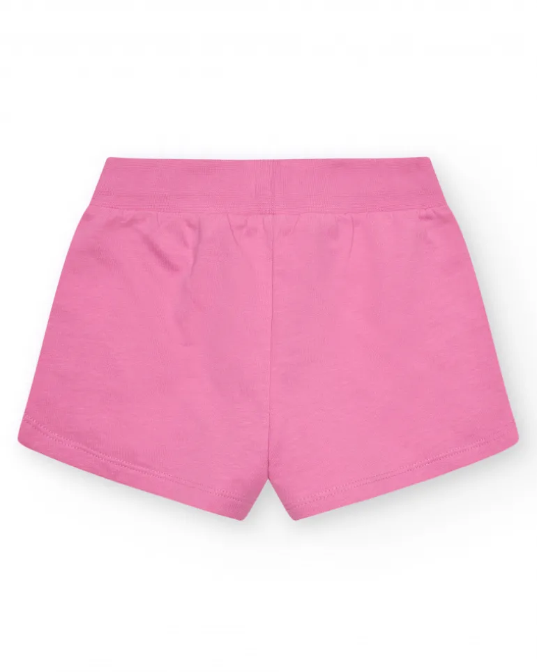Short pour fille en rose fuchsia avec taille élastique et poches.
