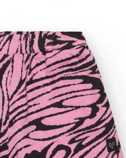 Short pour fille en rose avec imprimé animal et taille élastique.