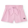 Short rose pour fille avec nœud et taille élastique