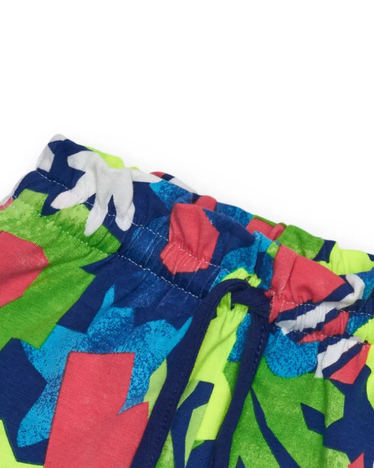 Short vert pour fille avec imprimé floral et taille ajustable
