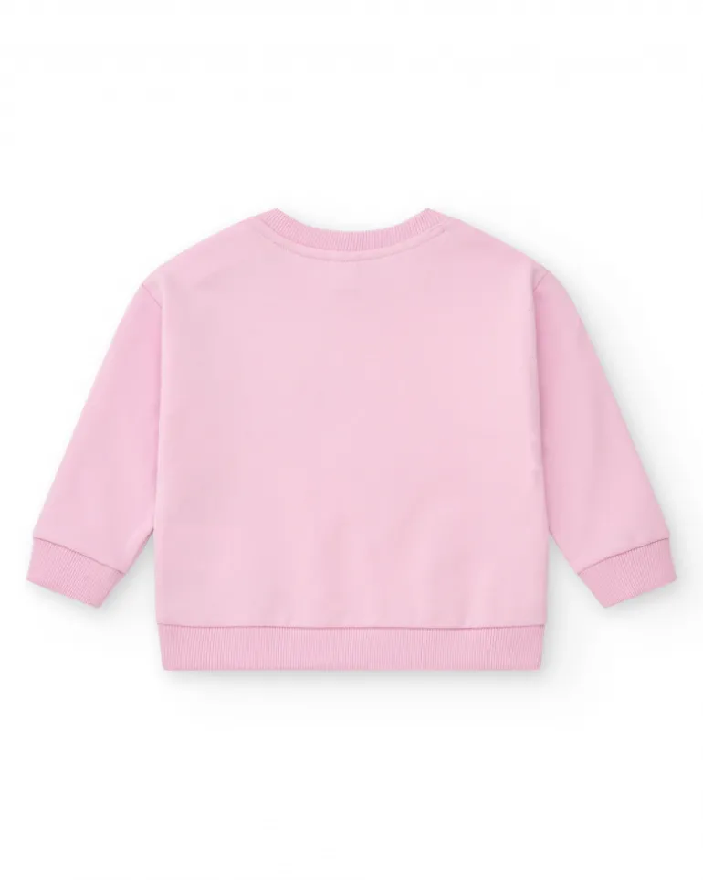 Sudadera para niña en rosa con estampado multicolor y mensajes