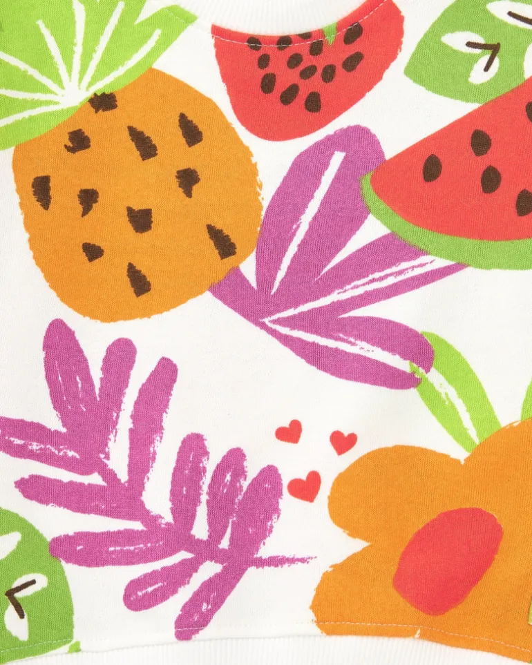 Sweat blanc pour fille avec imprimé tropical